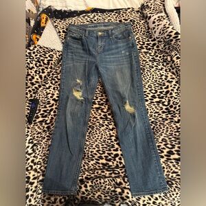 Old Navy Straight Leg Boyfriend Distressed Blue Jeans